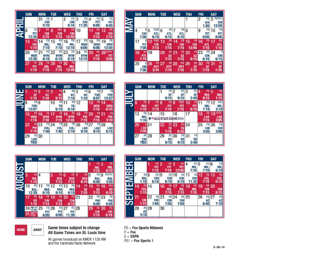 printable st louis cardinals schedule